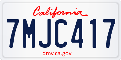 CA license plate 7MJC417