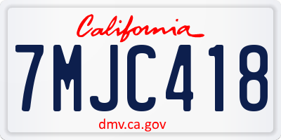 CA license plate 7MJC418