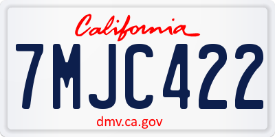 CA license plate 7MJC422