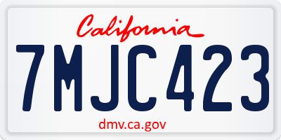 CA license plate 7MJC423