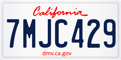 CA license plate 7MJC429