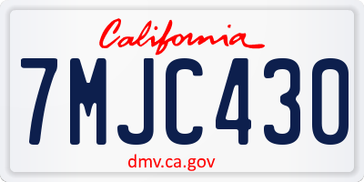 CA license plate 7MJC430