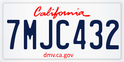 CA license plate 7MJC432