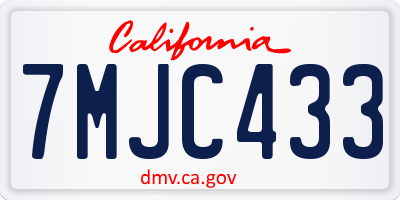 CA license plate 7MJC433