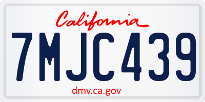CA license plate 7MJC439