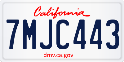 CA license plate 7MJC443