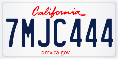CA license plate 7MJC444