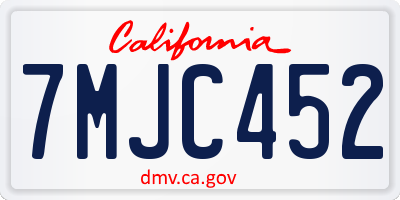 CA license plate 7MJC452