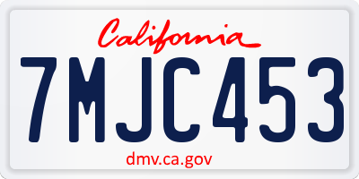 CA license plate 7MJC453