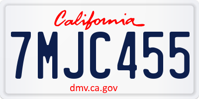 CA license plate 7MJC455