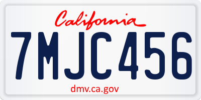 CA license plate 7MJC456