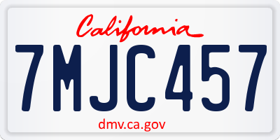 CA license plate 7MJC457
