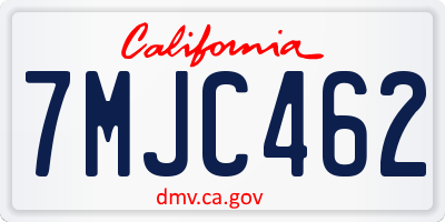 CA license plate 7MJC462