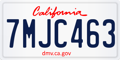 CA license plate 7MJC463