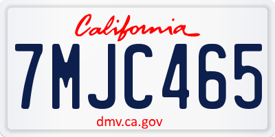 CA license plate 7MJC465