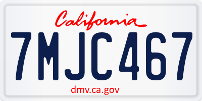 CA license plate 7MJC467