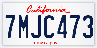 CA license plate 7MJC473