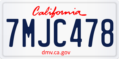 CA license plate 7MJC478