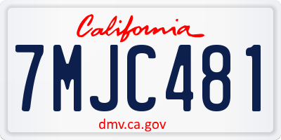 CA license plate 7MJC481