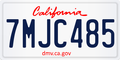 CA license plate 7MJC485