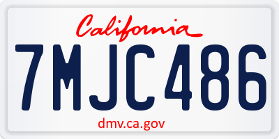 CA license plate 7MJC486