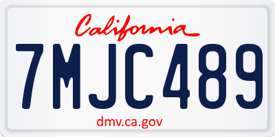 CA license plate 7MJC489