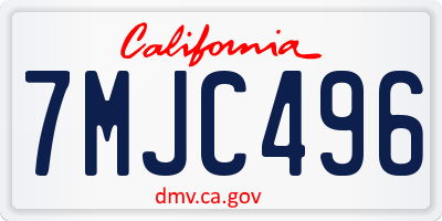 CA license plate 7MJC496