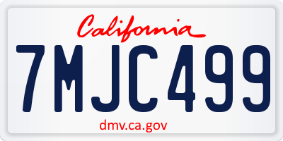 CA license plate 7MJC499