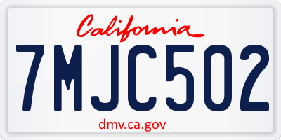 CA license plate 7MJC502