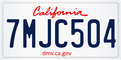 CA license plate 7MJC504