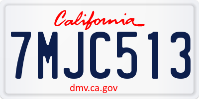 CA license plate 7MJC513