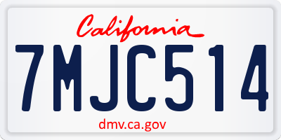 CA license plate 7MJC514