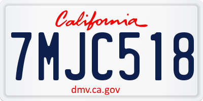 CA license plate 7MJC518