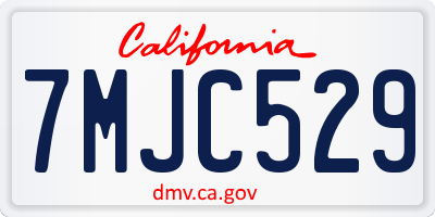 CA license plate 7MJC529