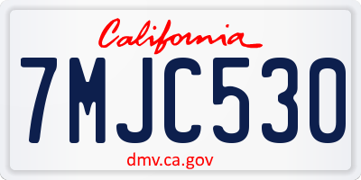 CA license plate 7MJC530