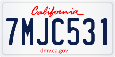 CA license plate 7MJC531