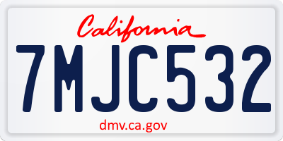 CA license plate 7MJC532