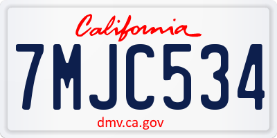 CA license plate 7MJC534