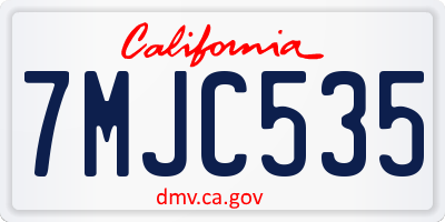 CA license plate 7MJC535