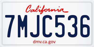 CA license plate 7MJC536