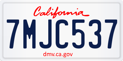 CA license plate 7MJC537