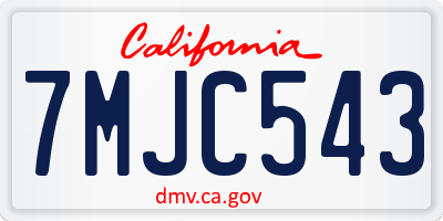 CA license plate 7MJC543