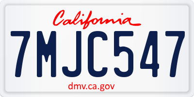 CA license plate 7MJC547