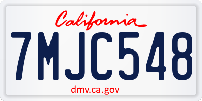 CA license plate 7MJC548