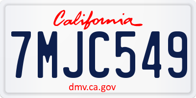 CA license plate 7MJC549