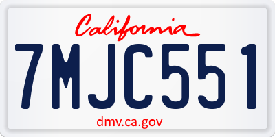 CA license plate 7MJC551