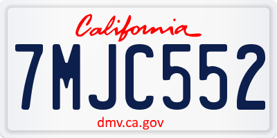 CA license plate 7MJC552