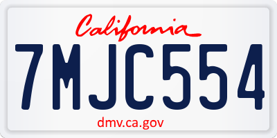 CA license plate 7MJC554