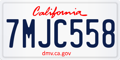 CA license plate 7MJC558
