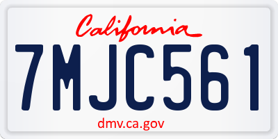 CA license plate 7MJC561